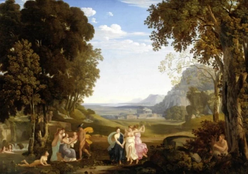 84-Luigi Basiletti-Paesaggio istoriato con Mercurio che offre Ercole infante a Giunone  